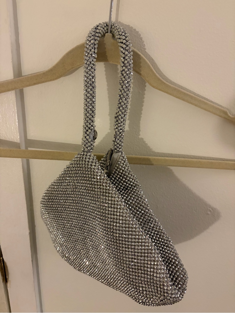 Silver Crystal Mesh Evening Bag